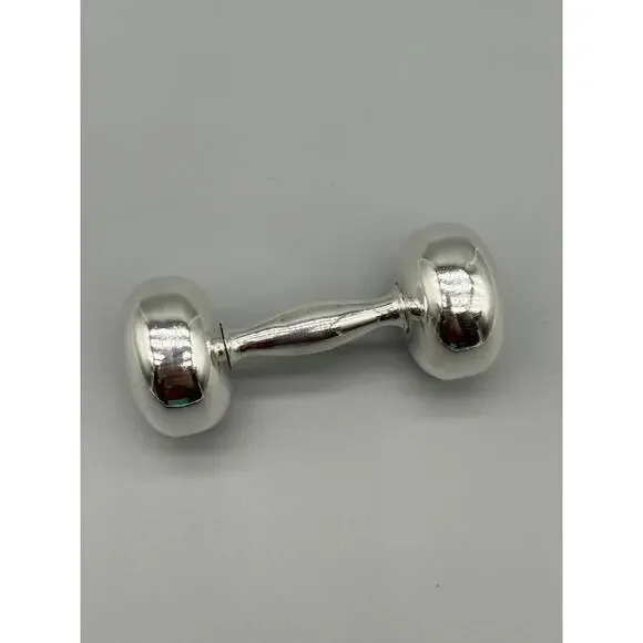 Tiffany & Co 925 Sterling Silver Baby Rattle Dumbbell Barbell Vintage 29g